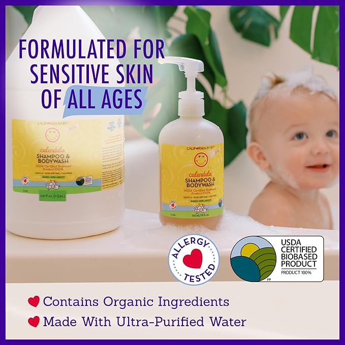California Baby Calendula Shampoo and Body Wash | 100% Plant-Based (USDA Certified) | Allergy Friendly | Soothing Baby Soap and Toddler Shampoo for Dry, Sensitive Skin | 562 mL / 19 fl. oz.-CubbioJoy