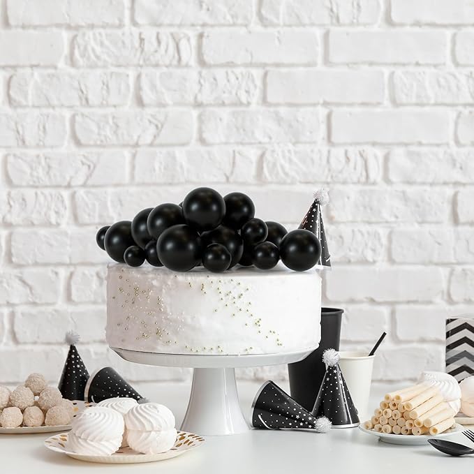75 Pieces Black Cake Balls Topper Decorations Foam Cupcake Topper Mini Balloon Cake Topper Balls Cake Picks for Cake Deco Birthday Party Wedding-CubbioJoy