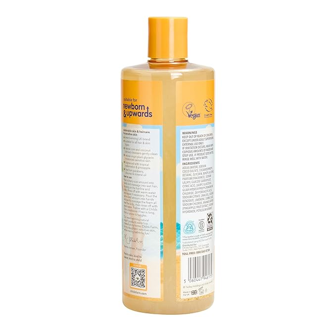 Childs Farm, Kids Hair & Body Wash for Dry, Sensitive Skin, Watermelon & Organic Pineapple, Gently Cleanses, Vegan, Cruelty-Free, 16.9 fl oz-CubbioJoy