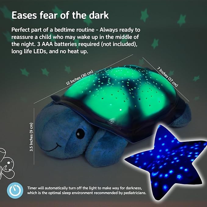 Cloud b Calming Nightlight Star Projector | Gentle Brightness | 3 Colors | 8 Constellations | Auto-Shutoff | Twilight Turtle Blue-CubbioJoy