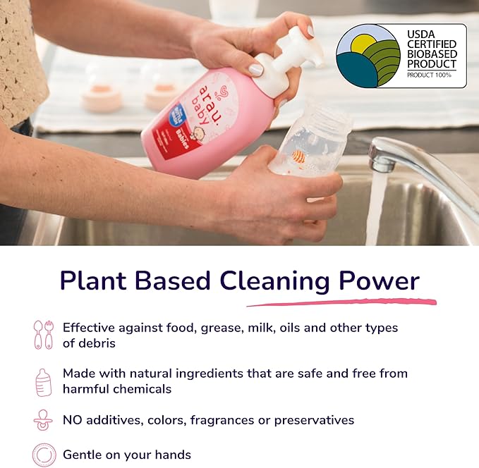 Unscented Foam Bottle Wash, Natural Plant Based Baby Bottle & Dish Soap, No Artificial Fragrance or Additives, Gentle for Washing Bottles, Pacifiers and Toys, Easy Rinse, 15.21 Fl Oz-CubbioJoy