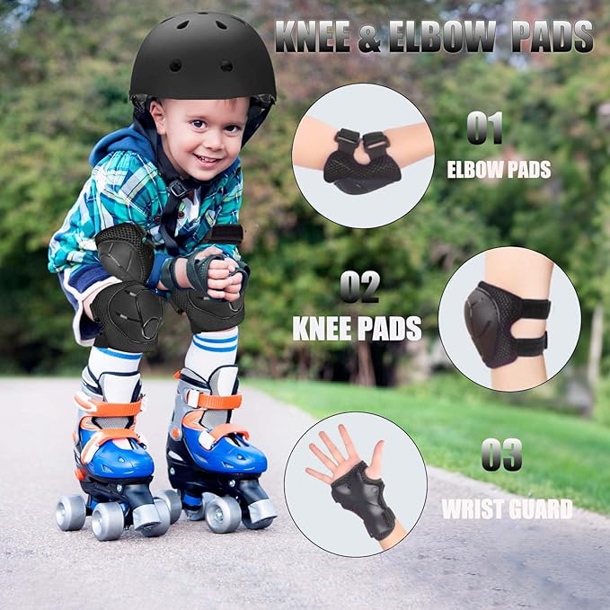 Kids Bike Helmet Set Adjustable Helmet for Ages 3-15 Kids Toddler Boys Girls Youth, Multi-Sport Bicycle Skateboarding Football Rollerskating Scooter Rollerblade Balance Bike Helmets-CubbioJoy