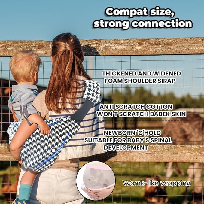 Baby Sling Carrier Adjustable Baby Sling 2025 Upgraded Toddler Sling Comfortable Baby Wrap Carriers Ergonomic-Designed, Travel Friendly Carrying 10-45 Lbs Blackwhite-CubbioJoy