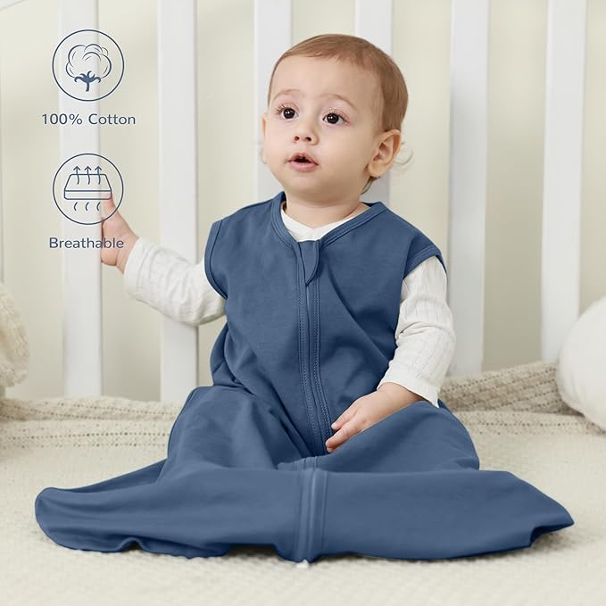 JELLYMONI Baby Sleep Sack 12-18 Months 100% Cotton Wearable Blanket, 0.5 TOG Soft Lightweight Toddler Sleeping Sack 3 Pack 2-Way Zipper Newborn Sleep Sacks-CubbioJoy