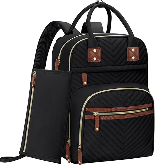 Diaper Bag Backpack for Women with Changing Pad, Baby Bag with Insulated Pockets Multifunctional Diaper Bags For Baby Girl Boy Waterproof Baby Bags For Boys Girls Maternity Bag Black-CubbioJoy