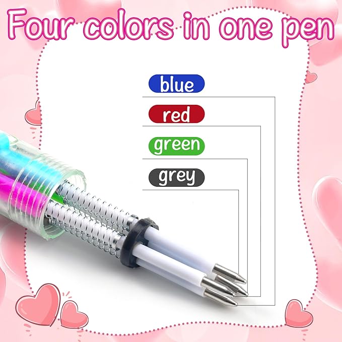30 Set Cute Multicolor Pens in One 4-in-1 Fun Pens Bulk with 30 Gift Cards for Kindergarten Party Welcome Back To School Student Gift Bulk Office School Exchange Gifts-CubbioJoy