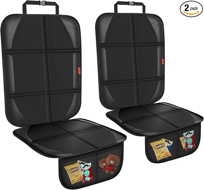 Car Seat Protector,Auto Car Seat Protectors Baby Carseat Waterproof & Durable 600D Fabric for Child Baby Car Seat Mat Vehicle Pet Cover 2 Storage Pockets (2 Pack)-CubbioJoy
