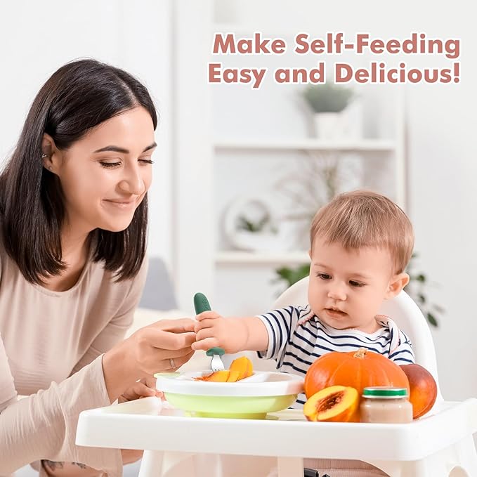 DRKIO 8 Pieces Toddler Forks Set - Baby Forks with Silicone Handle Children safe 18/8 Stainless Steel Toddler Utensils Set for Self Feeding Kids Silverware Anti-Choke Design Food Grade Dishwasher Safe-CubbioJoy