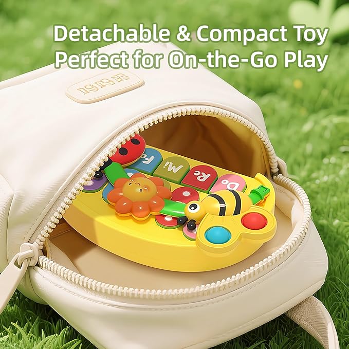 Baby Piano Toy for Kids 0-6-12-18 Months, Light Up Baby Keyboard Musical Toy with Press Pop Bubbles, 4 Modes Toddler Piano for Boys Girls Ages 1-3, Detachable & Portable Infant Toy Gift-CubbioJoy