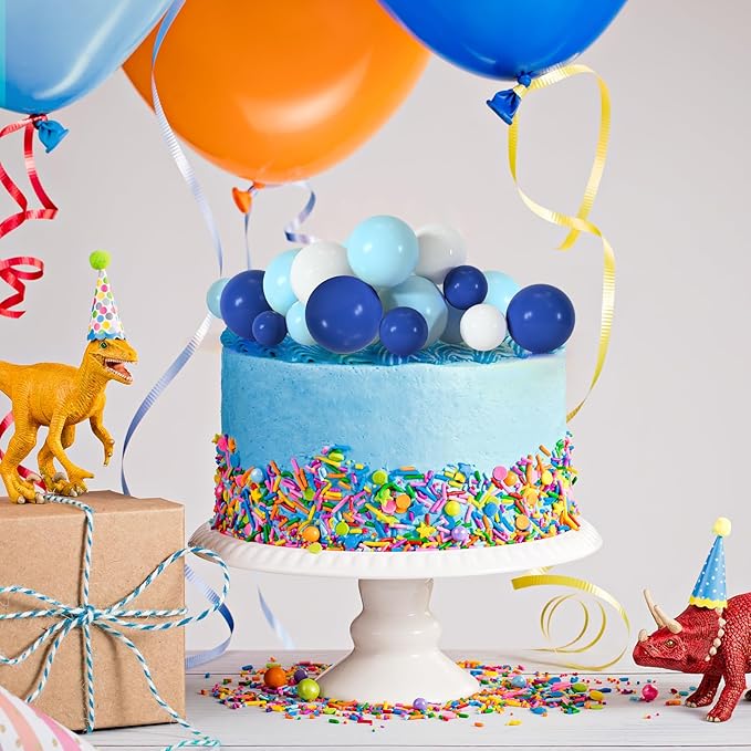 75 Pieces Cake Balls Topper Decorations Foam Cupcake Topper Mini Balloon Cake Topper Balls Cake Picks for Cake Deco Birthday Party Wedding（Royal Blue, Light Blue, White）-CubbioJoy