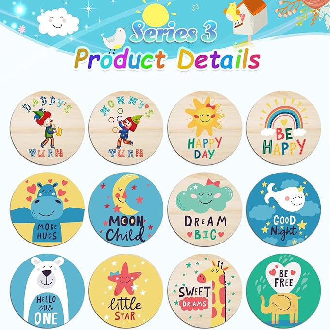 42 Designs First Year Milestones,Wooden Baby First Holiday Signs,Baby Monthly Milestone Photo Props for Newborn to Age 1,Pregnancy Baby Shower Cards (First Holiday Milestone)-CubbioJoy