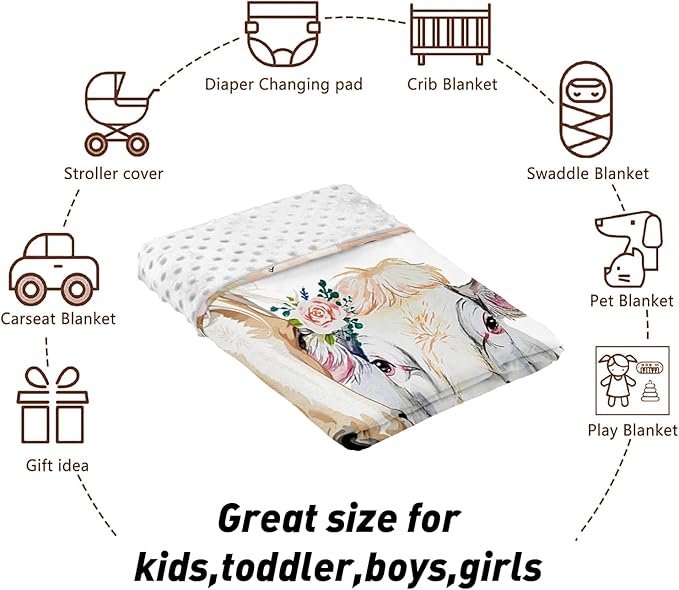 Custom Name Crib Bedding Set - Horse & Cow Pattern, Personalized Floral Nursery Bedding 3-Piece Set– Soft Blanket, Fitted Sheet, Changing Pad Cover – for Newborns Girls Nursery Gifts-CubbioJoy