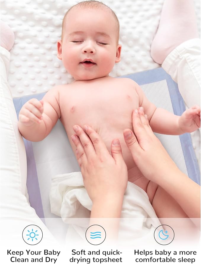 Disposable Changing Pad Pack of 50 Baby Incontinence Pad Diaper Changing Pads UnderPads Ultra Soft Super Absorbent Waterproof Mat 13 x18 in-CubbioJoy