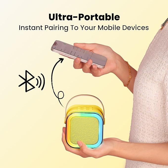 IROO Mini Karaoke Machine for Kids, 2025 TOP Toys Birthday Gifts Ideas for Girls Ages 4, 5, 6, 7, 8, 9, 10, 12+ Years Old, Portable MP3 Player with 2 Wireless Mics for Party-CubbioJoy