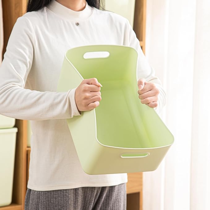 4 pack large plastic White storage bins Baskets, Toy Box Chest with Lids and Handle，Organizer Containers for Baby，Kids,snacks,Nursery，Shelves，Playroom, Bedroom，Office,Closet，home-CubbioJoy