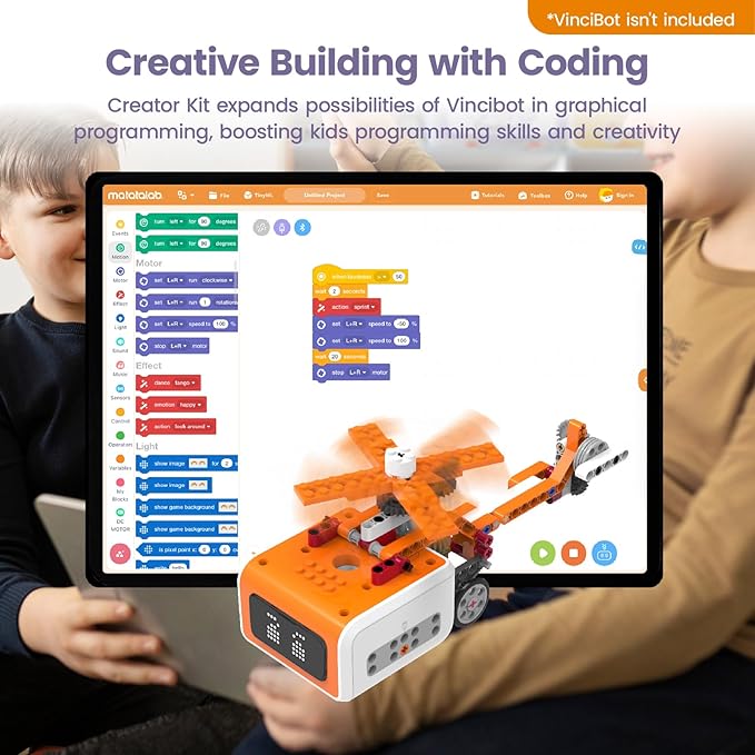 Creator Kit for VinciBot Robotic with 434+ Building Blocks & 20 Building Cases for Kids School STEM Education Class, DIY Science Experiment Kit for Kids Ages 8-12-CubbioJoy