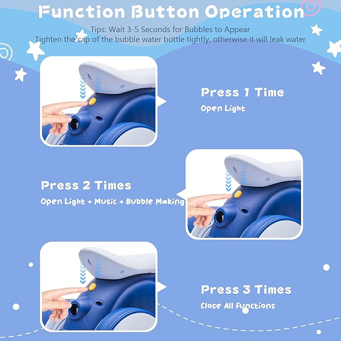 6V Electric Baby Balance Bike with Bubble Machine,4 in 1 Toddler Balance Bike w/Remote Control for 1 Year Old Boys Girls Kids Bubble Bike Ride on Toys w/Powered Motor,Music,LED Lights (Blue)-CubbioJoy