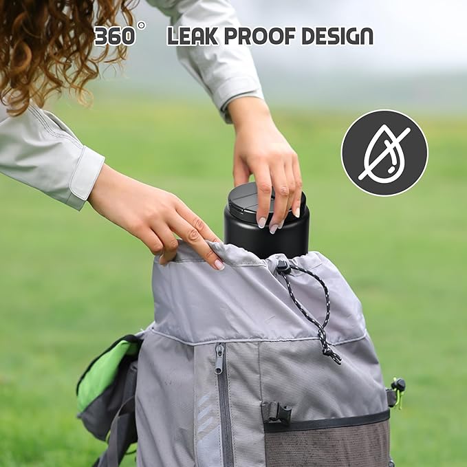 26oz Soup Thermo for Hot Food Kids with Buckle Lid Insulated Vacuum Food Jar Wide Mouth Leakproof Stainless Steel Lunch Container (Black)-CubbioJoy