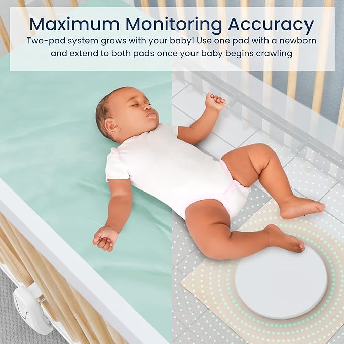 Babysense 7 Baby Sleep Breathing Movement Monitor for Newborn and Infants, No WiFi, Non Wearable, Non Contact Monitor with 2 Under-Mattress Sensors for Full Crib Coverage, FSA Baby Monitor-CubbioJoy