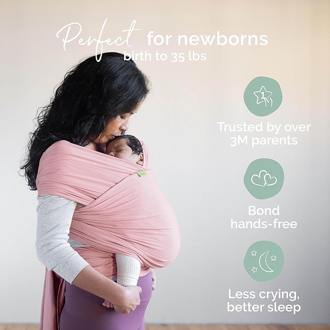 Boba Baby Wrap Carrier – Original Baby Sling Carrier for Newborns (7–35 lbs), Soft, Secure, Hands-Free & Ergonomic, Ideal for Comfortable Bonding, New Parents (Serenity Bloom)-CubbioJoy