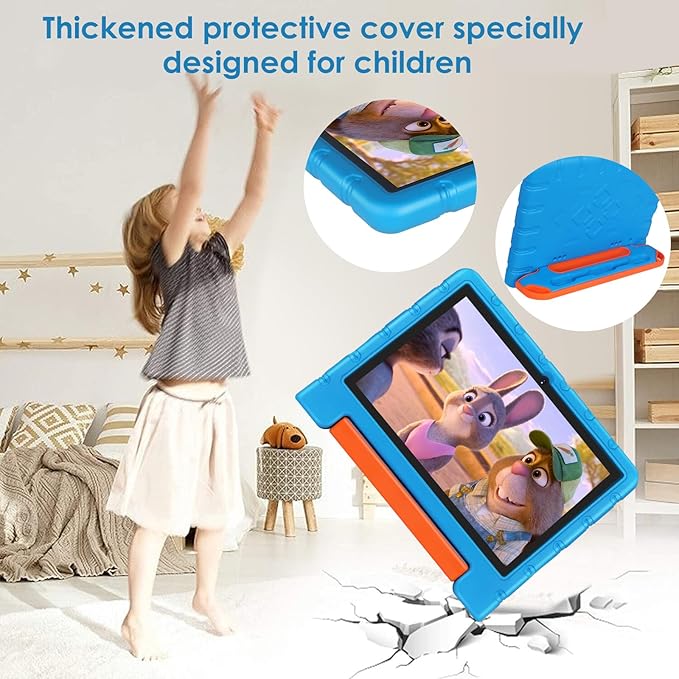 2025 Kids Tablet 10 inch Android 14 Tablets for Kid Octa-Core, 20GB+128GB (TF 1TB), Toddler Tablet with Shockproof Case, 2.4G+5G WiFi 6, Parental Control, Face Unlocked, Split Screen, BT5.0 (Blue)-CubbioJoy