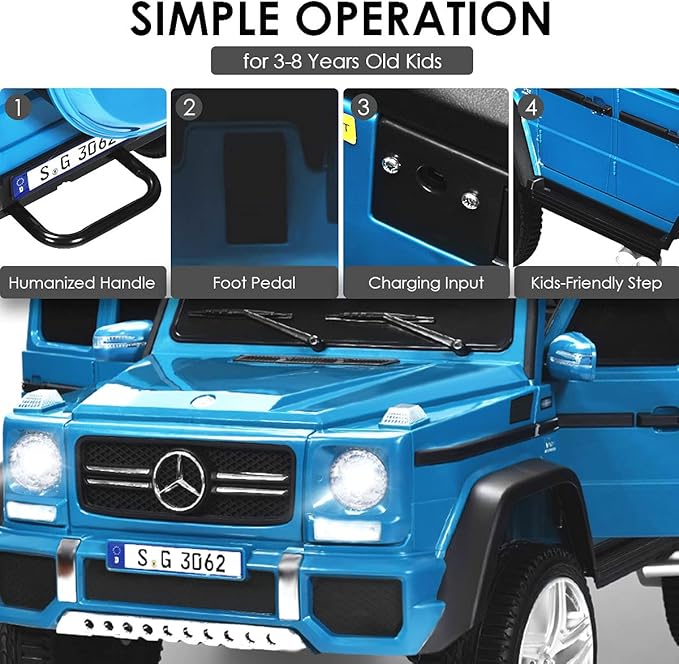 Costzon Ride on Car, Licensed Mercedes-Benz Maybach, 12V Battery Powered Vehicle Toy w/ 2 Motors, Remote Control, 3 Speeds, Lights, Horn, Music, Aux, Storage, Truck, Electric Car for Kids (Navy)-CubbioJoy