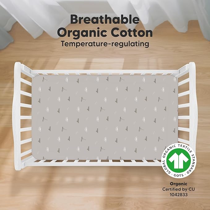 KeaBabies 2-Pack Organic Crib Sheets for Boys, Girls - 52x28 Fitted Crib Mattress Sheet Neutral, Breathable Jersey Cotton Cover for Baby Bed, Toddler Mattress, Soft & Cute Prints (Savannah)-CubbioJoy