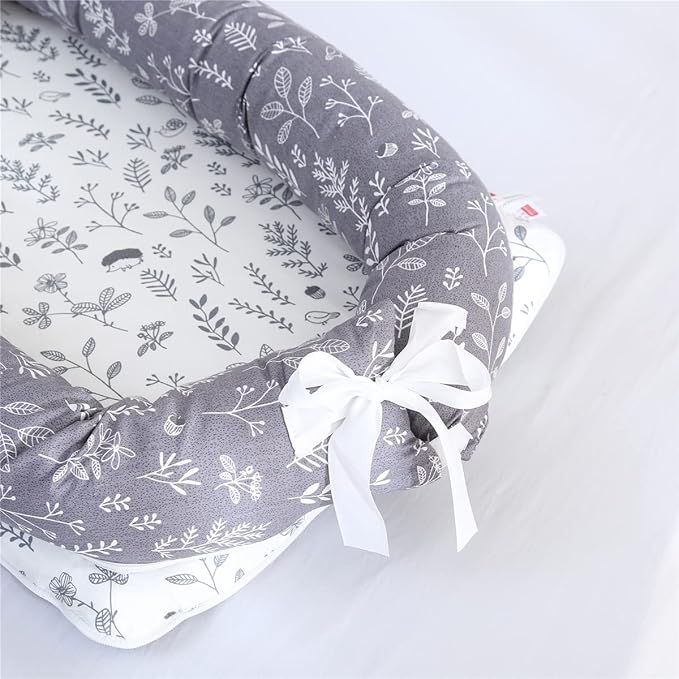 Baby Lounger for Newborn Portable Bag,Baby Play Mat Tummy Time with Strap,Awake-Time Pad Newborn Lounger Adjustable to 0-24 Months Home Travel(Ghostly Grass from Birth)-CubbioJoy