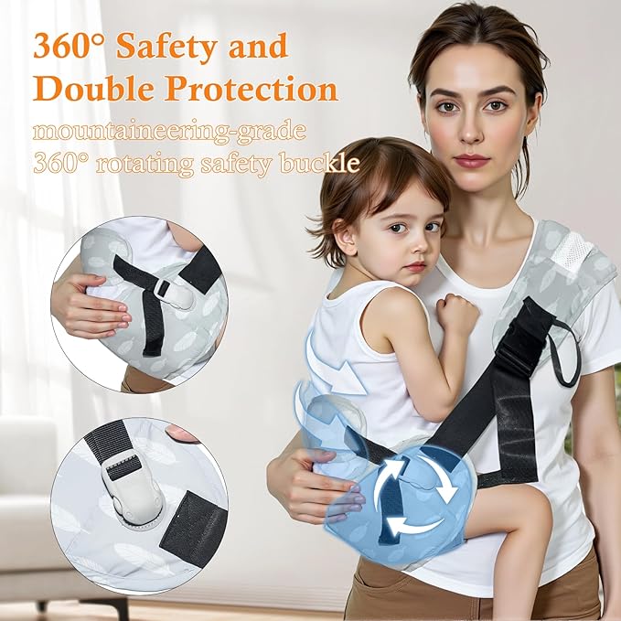 Baby Carrier Newborn to Toddler-Adjustable Baby Sling Carrier,Toddler Carrier for 25-60lbs,Comfortable Baby Sling for Hands-Free Carrying (Ash Feather)-CubbioJoy