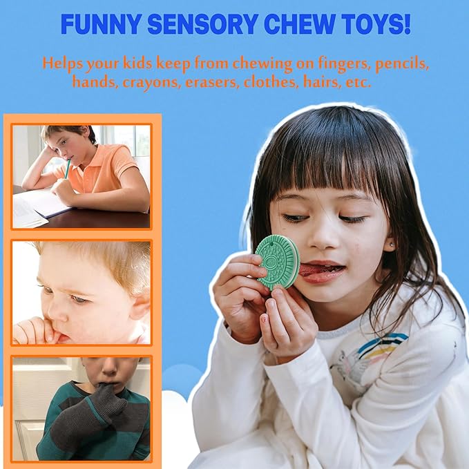 Chewy Necklaces for Sensory Kids, Silicone Chewy Necklaces for Boys and Girls with Autism, ADHD, SPD, Chewing, Oral Motor Therapy Toy-CubbioJoy