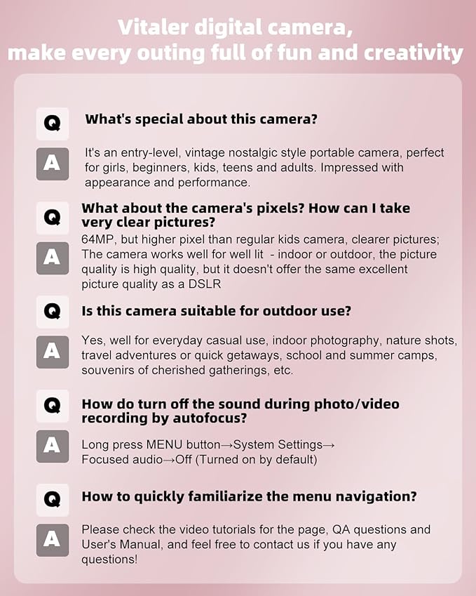 Digital Camera with Front Rear Lens, Autofocus 64MP 4K Camera for Photography with 32GB Card, Portable Compact Point and Shoot Camera for Teens Adult Beginner with Metal Shell, 2000mAh Battery-CubbioJoy