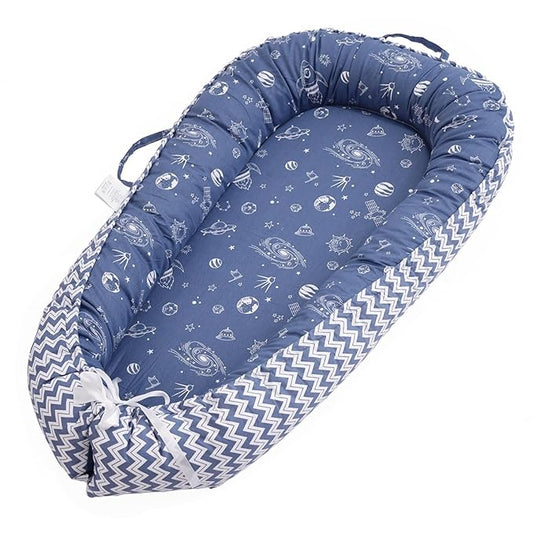 Baby Lounger - Infant Lounger for Newborn 0-24 Months, Breathable & Soft Baby Lounger Cover, Portable Infant Lounger for Home and Travel, Babies Essentials Gifts - Blue-CubbioJoy