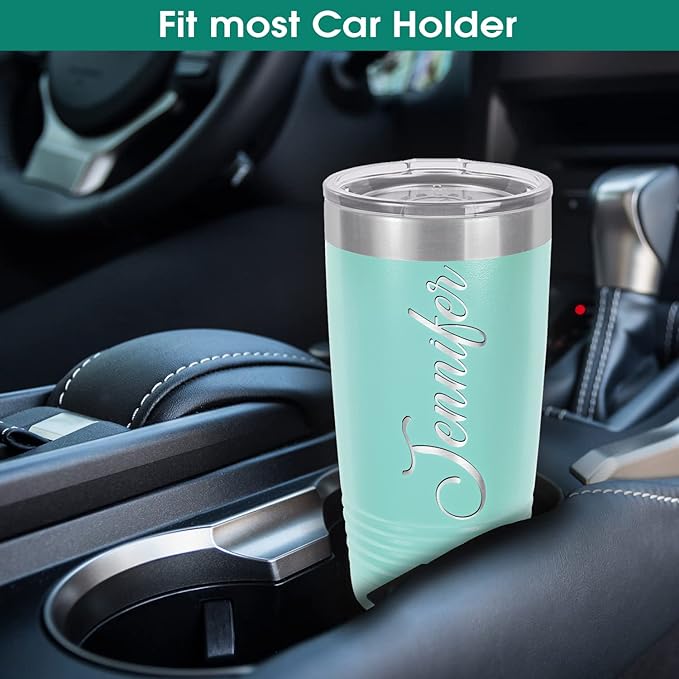 iProductsUS Personalized Tumbler for Women, 20oz Custom Insulated Stainless Steel Cup Engraved Your Name and Designs, Travel Coffee Mug with Lid, Gifts for Mom, Keep Drinks Cold and Hot (Teal)-CubbioJoy