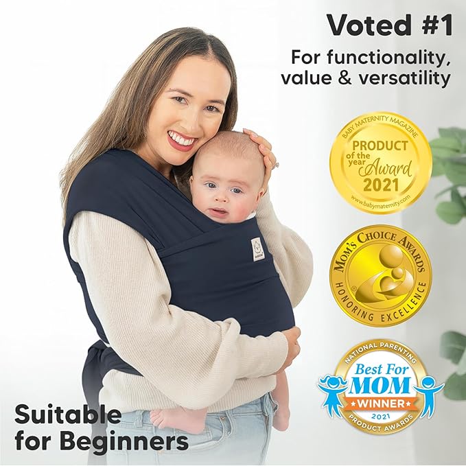 KeaBabies Baby Wrap Carrier - All in 1 Original Baby Carrier Newborn to Toddler Sling, Easy to Wear, Hands Free Bonding, Lightweight, Breathable Infant Wraps (Midnight)-CubbioJoy