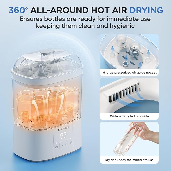 Bottle Sterilizer and Dryer, HIYAKOI Electric Steam Baby Bottle Sterilizer and Dryer, All-in-One Sterilizer 2 Layers Large for Baby Bottles, Parts & Other Newborn Essentials - HEPA Filtration-CubbioJoy