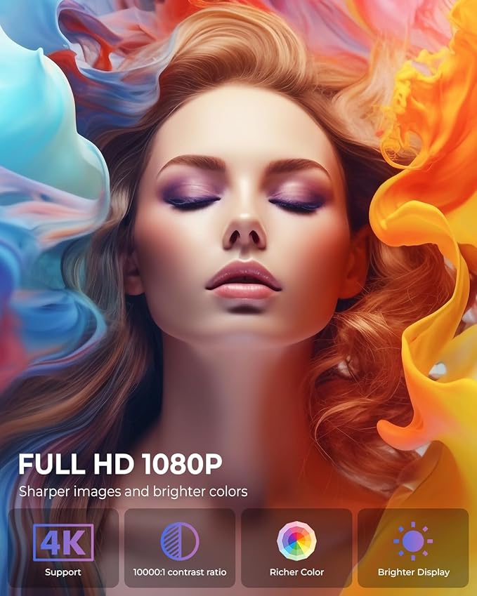 CLOKOWE Mini Projector, 4K 1080P Support projector with wifi and bluetooth,270°Adjustable Stand Outdoor Home Theater galaxy Projector with Android TV OS & 8000+APPS for Phone/TV Stick/Laptop/HDMI-CubbioJoy