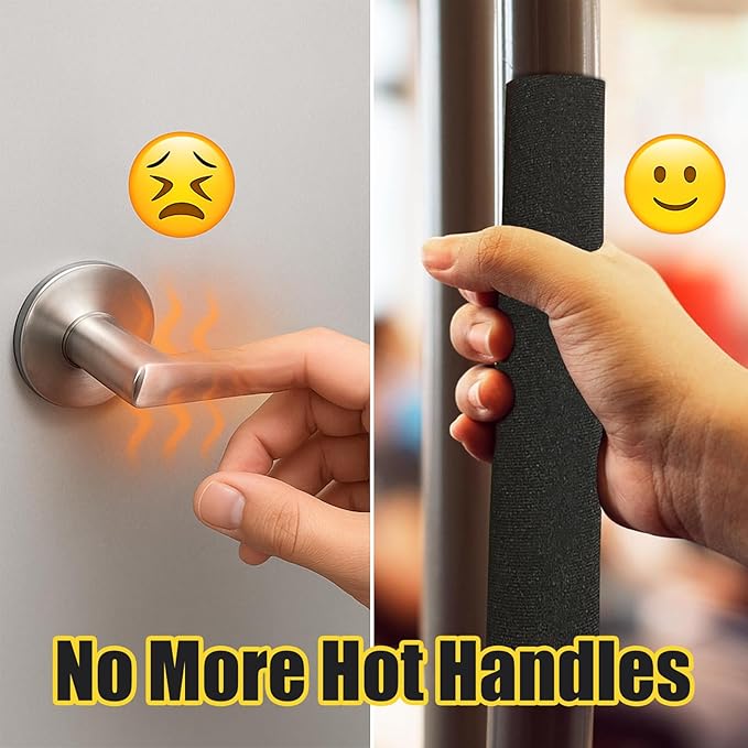 5PCS Commercial Door Handle Covers - Heat-Resistant Neoprene Sleeves with Hook & Loop Closure, Universal Fit for Business/Office/Store Doors-CubbioJoy