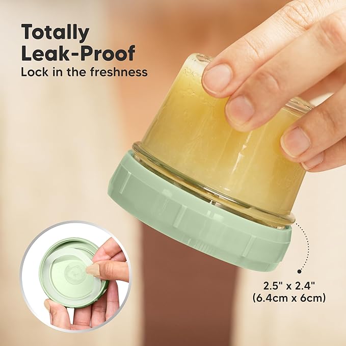 KeaBabies 12pk 4oz Glass Baby Food Containers with Lids - Leak-Proof, Microwavable Small Glass Jars, Baby Purees & Toddler Snack Storage Containers, BPA-Free, Dishwasher & Freezer Safe (Sage)-CubbioJoy