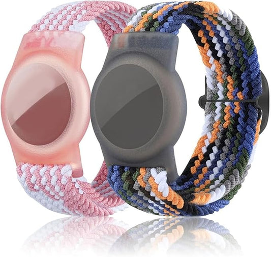 2 Pack Kids Bracelet Compatible with AirTag, GPS Kid Tracker Holder Braided Wristband for Apple Air Tag, 2022 Upgraded Nylon Adjustable Anti Lost Airtag Watch Band for Kids Children Elders-CubbioJoy