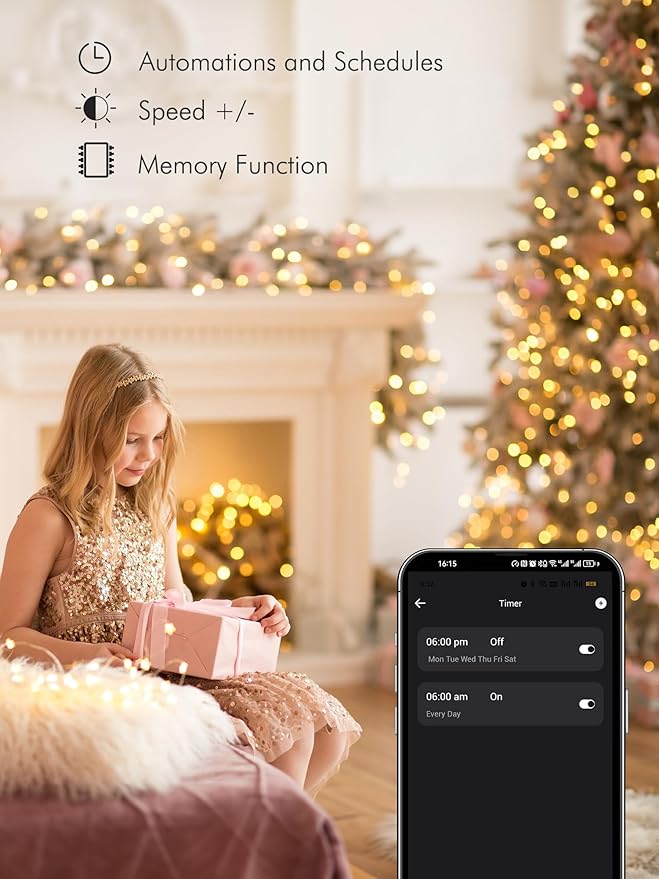 Brizled Smart RGB Fairy Lights Pro, 66FT 200 LED Orange Purple Halloween String Lights, Color Changing Christmas Fairy Light App Controlled, Dimmable Tree Light Music Sync Work with Google Home Alexa-CubbioJoy