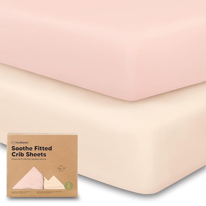 KeaBabies 2-Pack Organic Crib Sheets for Boys, Girls - 52x28 Fitted Crib Mattress Sheet Neutral, Breathable Jersey Cotton Cover for Baby Bed, Toddler Mattress, Soft & Cute Prints (Cameo)-CubbioJoy