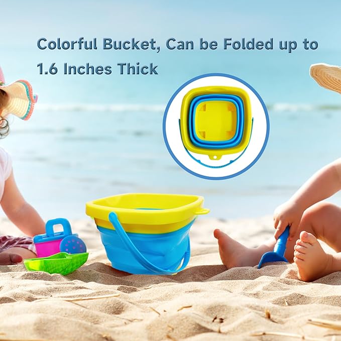 2PCS Fishing Net with Bucket, Telescopic Fishing Landing Net, Collapsible Kids Sand Bucket, Kids Fish Butterfly Catching for Freshwater Saltwater Outdoor Activities-CubbioJoy
