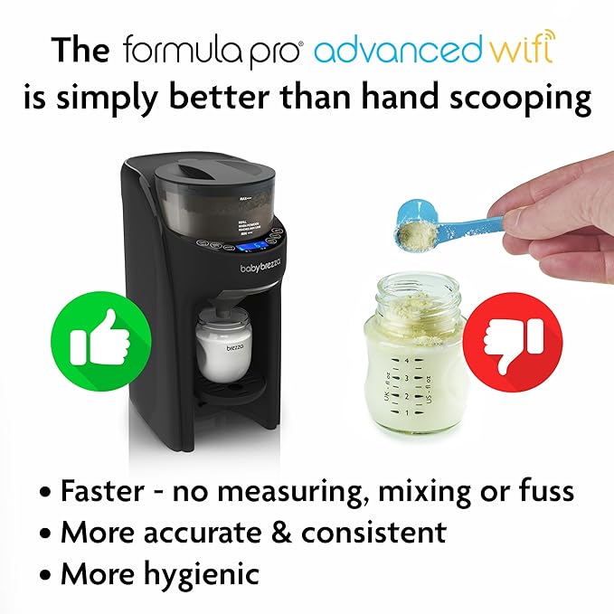 Baby Brezza Formula Pro Advanced WiFi Formula Dispenser - Automatically Mix a Warm Formula Bottle From Your Phone Instantly – Easily Make Bottle With Automatic Powder Blending Machine, Black-CubbioJoy