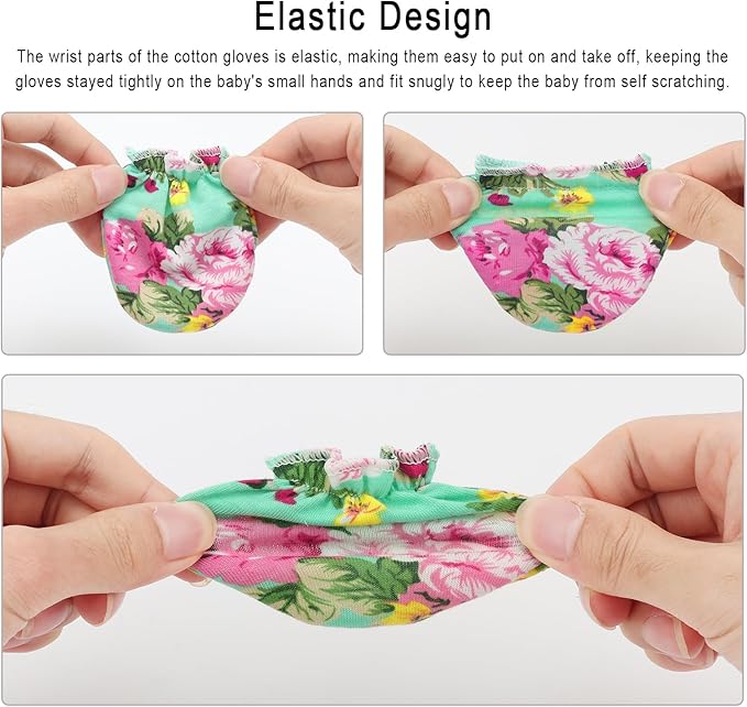 BQUBO Newborn Infant Toddler Mittens No Scratch Cotton Elastic Wrist Gloves Hypoallergenic for 0-6 Months Baby Boys Girls-CubbioJoy