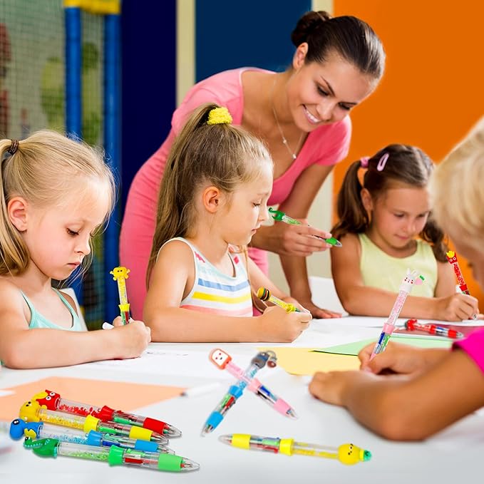 20Pcs Multicolor Pens in One 4-in-1 Cute Pens Bulk for Kids, Ballpoint Pen for Birthdays and Children's Parties, Fun Gifts Assorted Ink Kawaii Pen-CubbioJoy