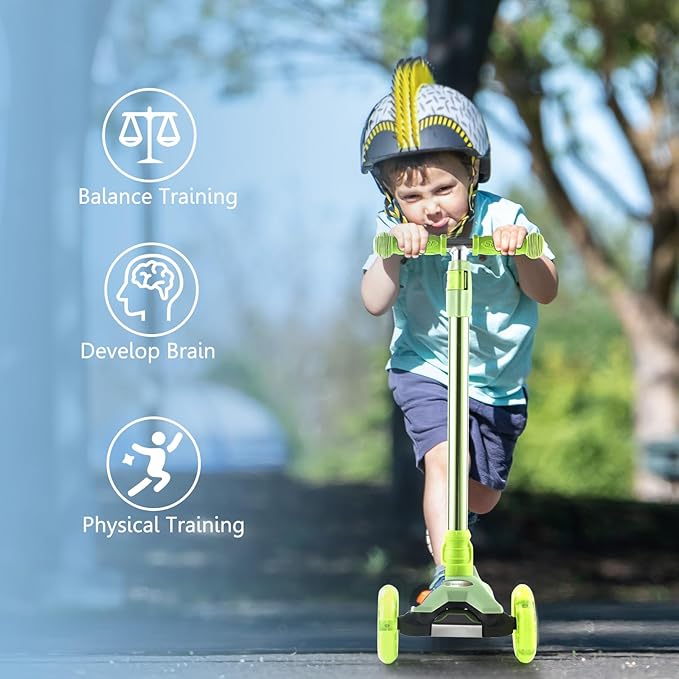 3 Wheel Scooter for Kids Ages 6-12,Kids Scooter with Light Up Wheels, Sturdy Deck Design, and 4 Height Adjustable Suitable for Kid Ages 3-12-CubbioJoy