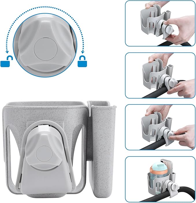 Accmor Stroller Cup Holder with Phone Holder, Bike Cup Holder, Universal Cup Holder for Uppababy Nuna Doona Strollers, 2-in-1 Cup Phone Holder for Stroller, Bike, Wheelchair, Walker, Scooter-CubbioJoy