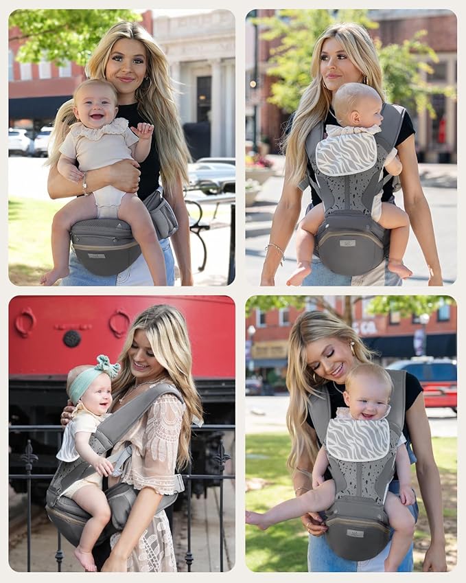 Baby Carrier Pro, MOMTORY Safety-Certified 6-in-1 Ultra Storage Baby Carrier Newborn to Toddler, Detachable Baby Holder Carrier with Hip Seat, Ergonomic Cozy Baby Front and Back Carrier for 7-50lbs-CubbioJoy