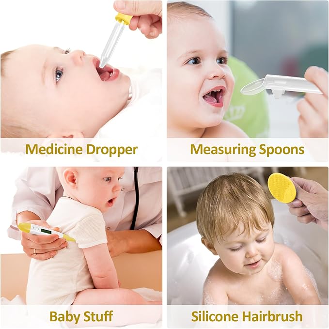 Baby Grooming Kit, Infant Safety Care Set with Hair Brush Comb Nail Clipper Nasal Aspirator,Baby Essentials Kit for Newborn Girls Boys (Yellow)-CubbioJoy
