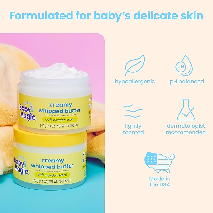 Baby Magic Creamy Whipped Butter | Helps Keep Skin Feeling Healthy and Baby Soft | Hypoallergenic | 8.4 fl oz.-CubbioJoy